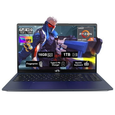 15.6 inch Student Gaming Laptop,16GB DDR5 1TB SSD 6-Cores,Fingerprint Backlit Keyboard 2 Years Warranty,AMD Ryzen 5 6600H 660M 6nm(Beat i5-12450H up to 4.5GHz)FHD IPS Business-Computer,Blue