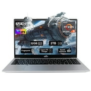 15.6 inch Student Gaming Laptop,32GB DDR5 2TB SSD 6-Cores,Fingerprint Backlit Keyboard ,AMD Ryzen 5 6600H 660M 6nm(Beat i5-12450H up to 4.5GHz)FHD IPS Business-Computer,Silver