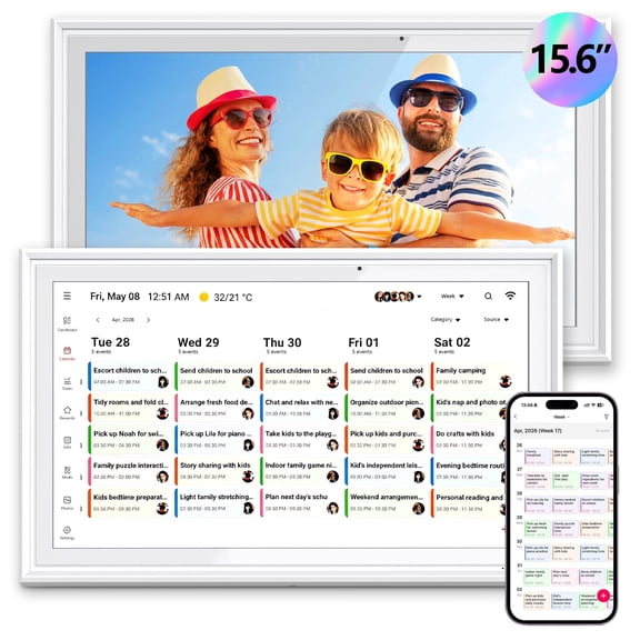15.6 Inch Digital Calendar, Dual-Mode Smart Wall Planner, Interactive Touchscreen Chore Chart, Family Schedule & Calendar Sync, Ideal Gifts for Mom & Women