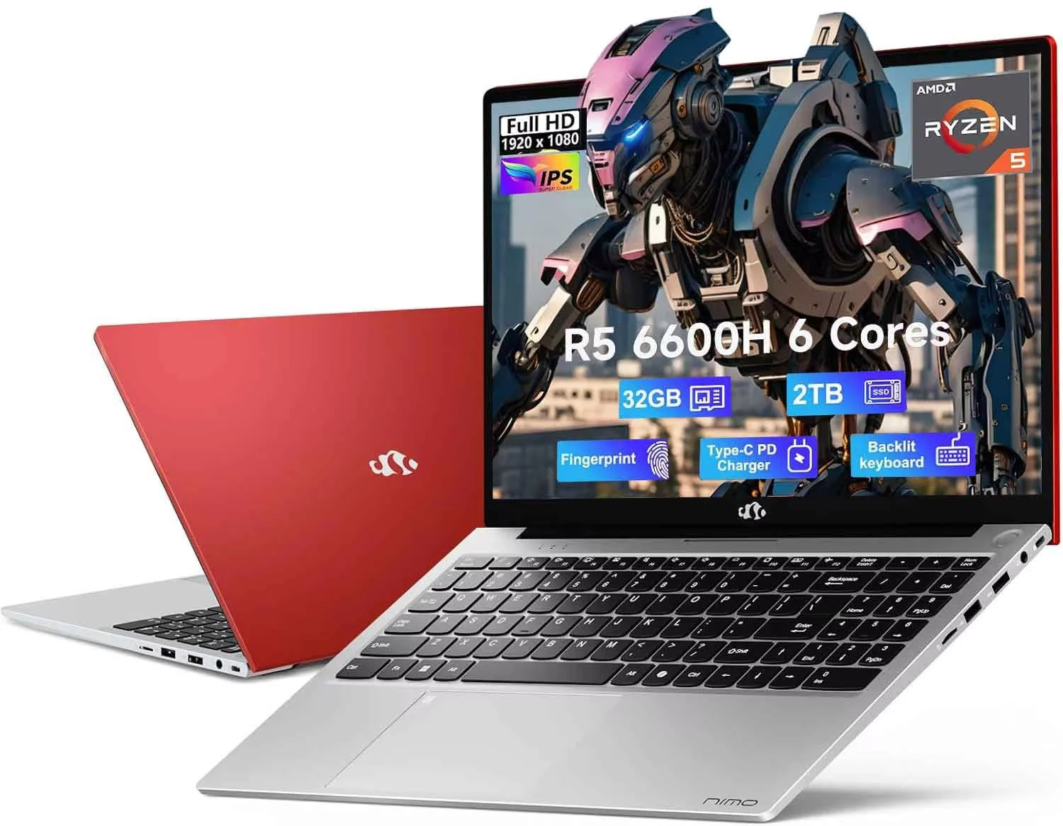 15.6 FHD-Business-Gaming-Laptop, AMD Ryzen 5 6600H 32GB DDR5 2TB SSD ...