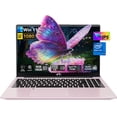 thumbnail image 1 of 15.6'' FHD High-Performance RoseGold Laptop Computer, Intel N100 Processor (Up to 3.4GHz), Windows 11, 8GB RAM, 256GB SSD, Type-C 65W PD Fast Charger, Backlit Keyboard, Fingerprint, 2-Year Warranty, 1 of 9