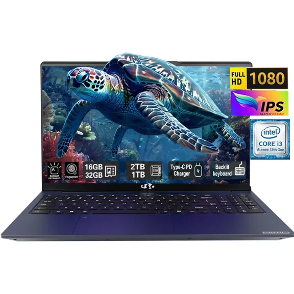 15.6" FHD High-performance laptop, Windows 11, Conference camera, Type-C 65W PD fast charger, Intel i3-1215U 16GB RAM 1TB SSD, Lightweight PC Computer, fingerprint, Backlit keyboard