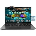 thumbnail image 1 of 15.6" FHD High-performance laptop, Windows 11, Conference camera, Type-C 65W PD fast charger, Intel i3-1215U 32GB RAM 1TB SSD, Lightweight PC Computer, fingerprint, Backlit keyboard, 1 of 9