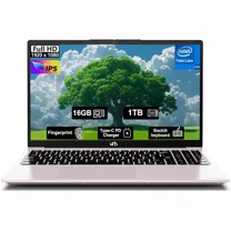 15.6" FHD IPS 2025 Student Laptop Computer 16GB RAM 1TB SSD,4 Cores 13th Gen Intel N150(Up to 3.6GHz),65W Type C,Fingerprint,Numpad,Backlit Keyboard, WiFi 6