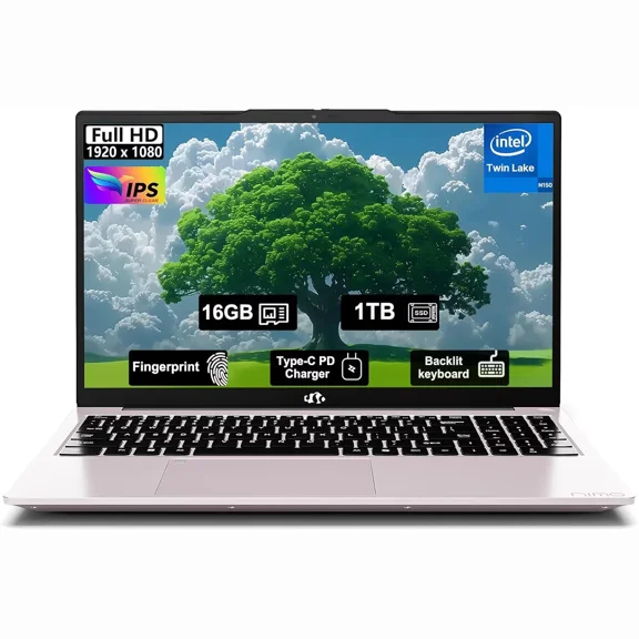 15.6" FHD IPS 2025 Student Laptop Computer 16GB RAM 1TB SSD,4 Cores 13th Gen Intel N150(Up to 3.6GHz),65W Type C,Fingerprint,Numpad,Backlit Keyboard, WiFi 6