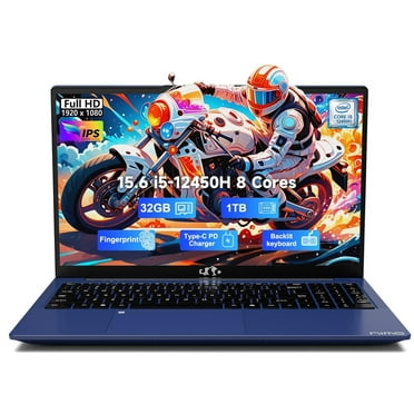 15.6" FHD-IPS-Business Laptop, 32GB RAM 1TB SSD, 8 Cores Intel Core i5-12450H(Beat i7-11800H, Up to 4.4 GHz) Computer with 100W Type-C Fingerprint Backlit Keyboard WiFi-6 Numpad Win 11 Blue