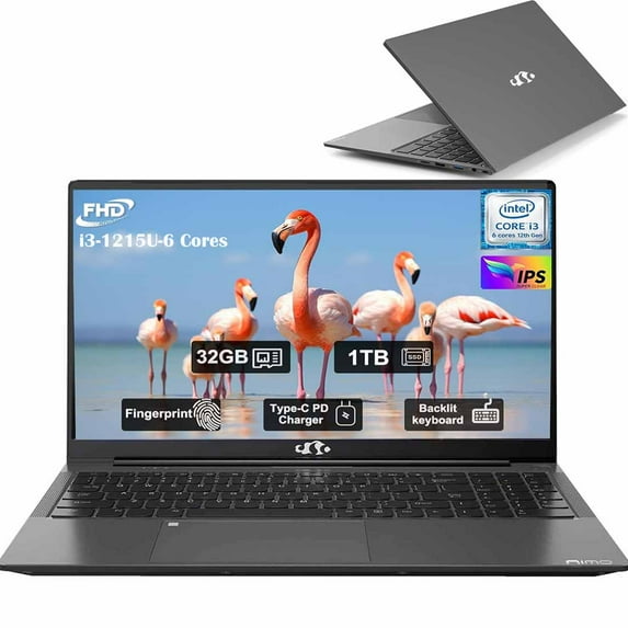 15.6 FHD IPS Business Laptop, 6 Cores 12th Intel i3-1215U(up to 3.4 GHz),32GB RAM, 1TB SSD, 65W Type C, Backlit Keyboard, Fingerprint,Wi-Fi 6-Gray