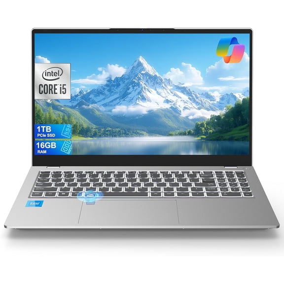 15.6" FHD IPS Business Laptop, Intel i5-12450H (8-Core) Portable Student Laptop, 16GB RAM 1TB PCIe SSD, Backlit KB, Fingerprint, WiFi6, USB-C/HDMI Notebook Computer for School, Home Office