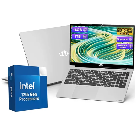 15.6'' FHD IPS Laptop, 16GB RAM 1TB SSD, Intel Pentium Quad-Core N100 Processor, Type-C 65W PD Fast Charger, Win 11 Fingerprint Backlit Keyboard Wi-Fi 6 Student notebooks Silver