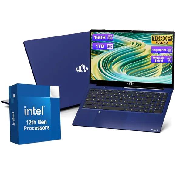15.6'' FHD IPS Laptop, 16GB RAM 1TB SSD, Intel Pentium Quad-Core N100 Processor, Type-C 65W PD Fast Charger, Win 11 Fingerprint Backlit Keyboard Wi-Fi 6 Student notebooks Blue