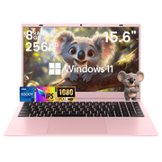 TRHRO 15.6" FHD IPS Pink Laptop, 256GB SSD 8GB RAM, Intel Processor, Dual 4K Output & Type-C PD, Office 2024 Included, for Business & Study, Pink