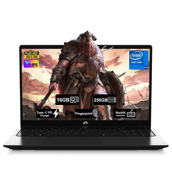 15.6" FHD IPS Student-Laptop Computer - 16GB RAM 256 GB SSD, 4 Cores 13th Gen Intel N150(Beat to i3-1115G4, Up to 3.6GHz), 65W GaN Type-C, Fingerprint, Backlit Keyboard, Wi-Fi 6, BT5.2, Numpad