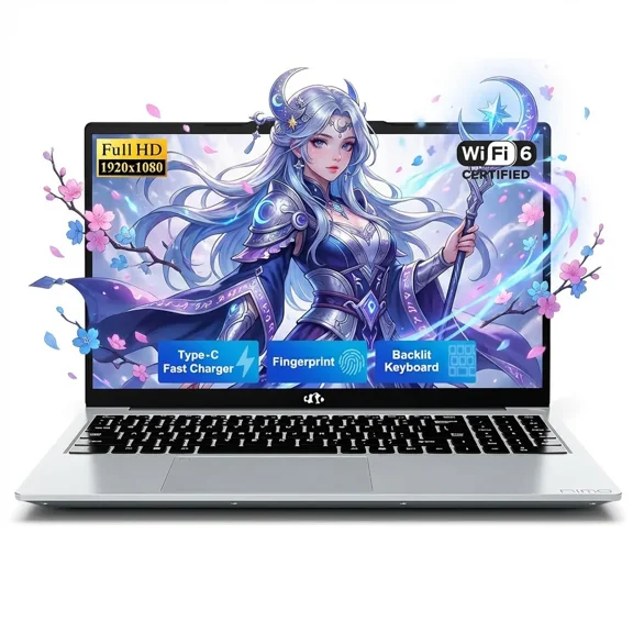 15.6" FHD IPS Student Laptop Computer 8GB RAM 256GB SSD 4 Cores 13th Gen Intel N150(Beat to i3-1115G4, Up to 3.6GHz) 65W GaN Type-C Fingerprint Backlit Keyboard Wi-Fi 6 Red