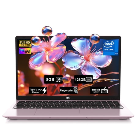15.6" FHD IPS Student-Laptop Computer - 8GB RAM 128 GB SSD, 4 Cores 13th Gen Intel N150(Beat to i3-1115G4, Up to 3.6GHz), 65W GaN Type-C, Fingerprint, Backlit Keyboard, Wi-Fi 6, BT5.2, Numpad