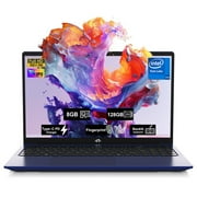15.6" FHD IPS Student Laptop Computer 8GB RAM 128GB SSD,4 Cores 13th Gen Intel N150(Up to 3.6GHz),65W Type C,Fingerprint,Numpad,Backlit Keyboard, WiFi 6,Blue