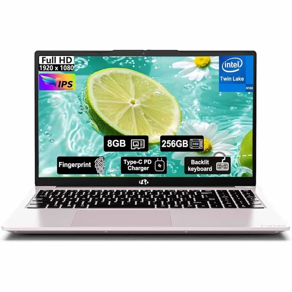 15.6" FHD IPS Student-Laptop-Computer - 8GB RAM 256GB SSD, 4 Cores 13th Gen Intel N150(Beat to i3-1115G4, Up to 3.6GHz), 65W GaN Type-C, Fingerprint, Backlit Keyboard, Wi-Fi 6, BT5.2