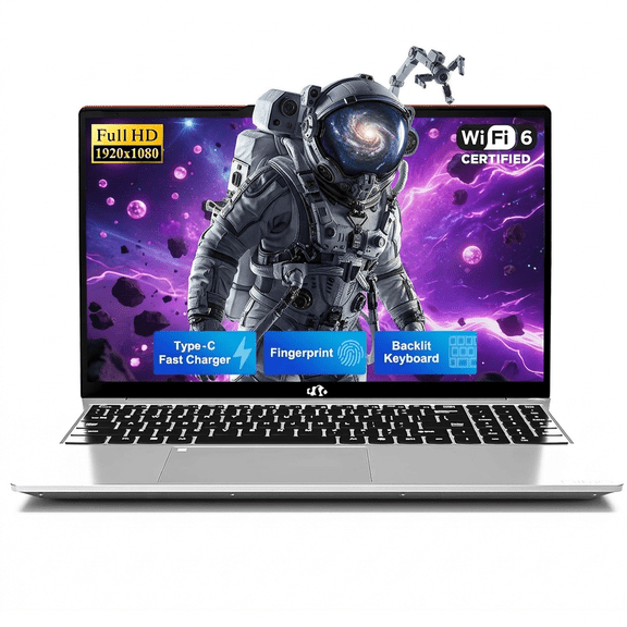 15.6" FHD Laptop 16GB RAM 1TB SSD Intel Pentium N150 (Beat i3-1115G4, 4-Core Up to 3.6GHz) with Backlit Keyboard 65W GaN Type-C Fingerprint Red