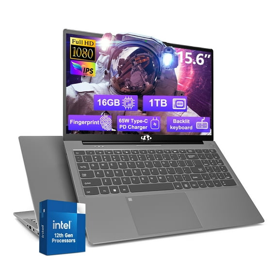 15.6-FHD-Laptop,16GB RAM 1TB SSD Student-Laptop with Backlit Keyboard Fingerprint Intel Pentium Quad Core N100 Processor (Up to 3.4GHz)Business-Laptop,Computer,2 Years Warranty Win11,Gray