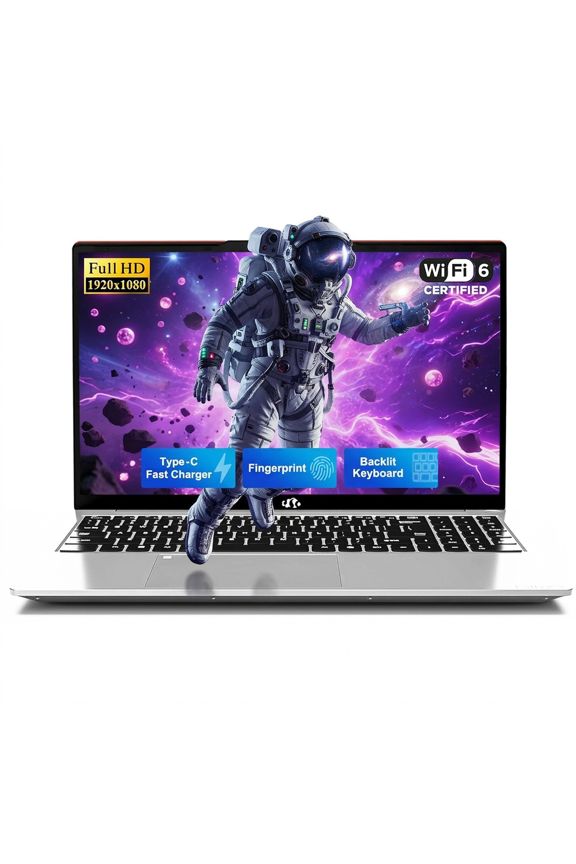 15.6" FHD Laptop 4GB RAM 128GB SSD Intel Pentium N150 (Beat i3-1115G4, 4-Core Up to 3.6GHz) with Backlit Keyboard 65W GaN Type-C Fingerprint Red