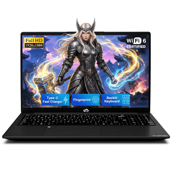 15.6" FHD Laptop Computer 16GB RAM 1TB SSD Intel Pentium N150 (Beat i3-1115G4, 4-Core Up to 3.6GHz) with Backlit Keyboard 65W GaN Type-C Fingerprint Black