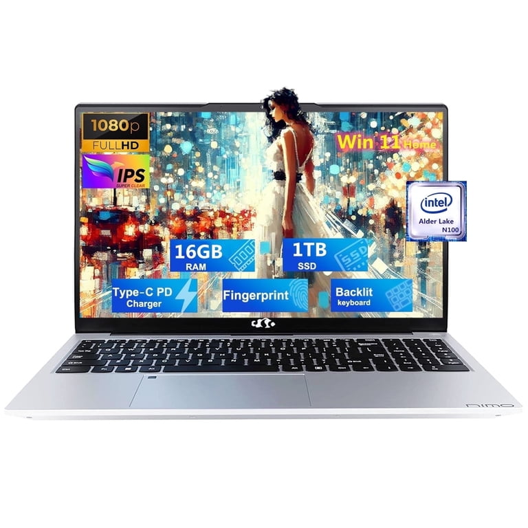 Nimo, 15.6'' FHD Laptop Computer, 16GB RAM 1TB SSD, Silver