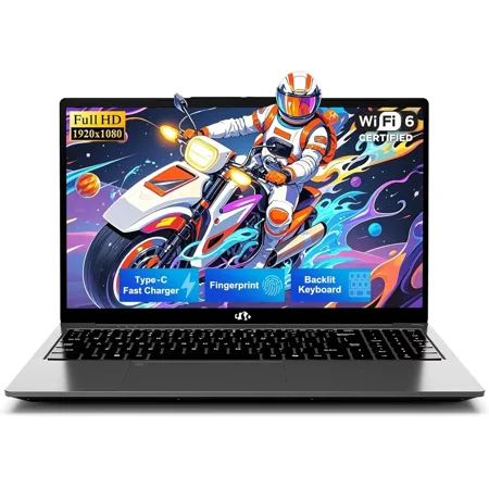 15.6" FHD Laptop Computer, Intel Pentium N150 (Beat i3-1115G4, 4-Core Up to 3.4GHz), Laptop with Backlit Keyboard 65W GaN Type-C Fingerprint 8GB RAM 256GB SSD, for Home-Student and Business