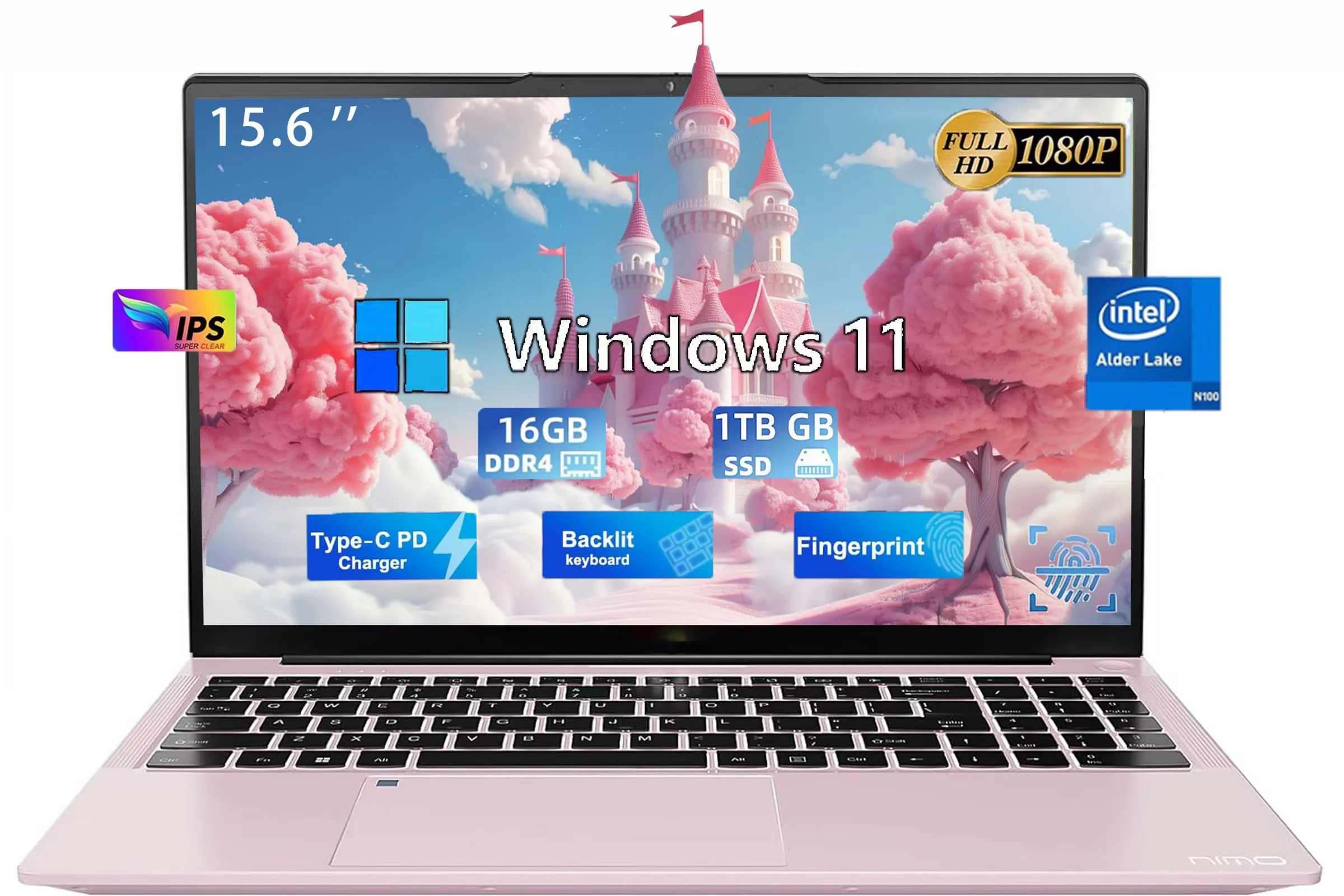 15.6" Laptop Pc UHD 16GB RAM 512GB SSD, N95 Quad-Core Up To 3.4GHz, Fingerprint Scanner, Dual - View #3