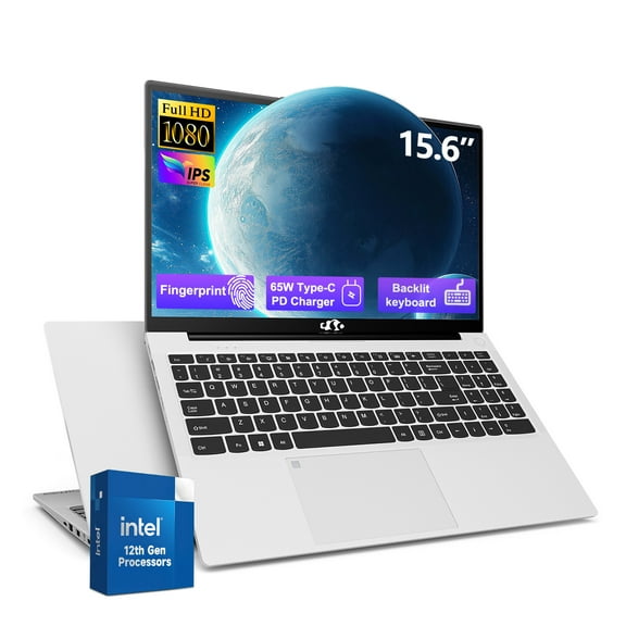 15.6-FHD-Laptop,Student-Laptop with Backlit Keyboard Fingerprint 8GB RAM 128GB SSD Intel Pentium Quad Core N100 Processor (Up to 3.4GHz)Business-Laptop,Computer,2 Years Warranty Win11,Silver