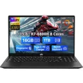 thumbnail image 1 of 15.6" FHD New Gaming Laptop Computer 8 Cores AMD Ryzen 7 6800H 16GB DDR5 RAM 1TB SSD (Up to 4.7GHz) AMD Radeon 680M GPU-Computer with 100W GaN Type-C Backlit Keyboard Fingerprint Black, 1 of 8