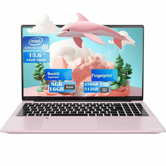 15.6 FHD Student Laptop Computer ,8GB RAM 1TB SSD, Backlit Keyboard, Fingerprint, Intel Pentium Quad-Core N100 (Beat to i3-1115G4, Up to 3.4GHz), 2 Years Warranty, Type C 65W Charger（Rose Gold）
