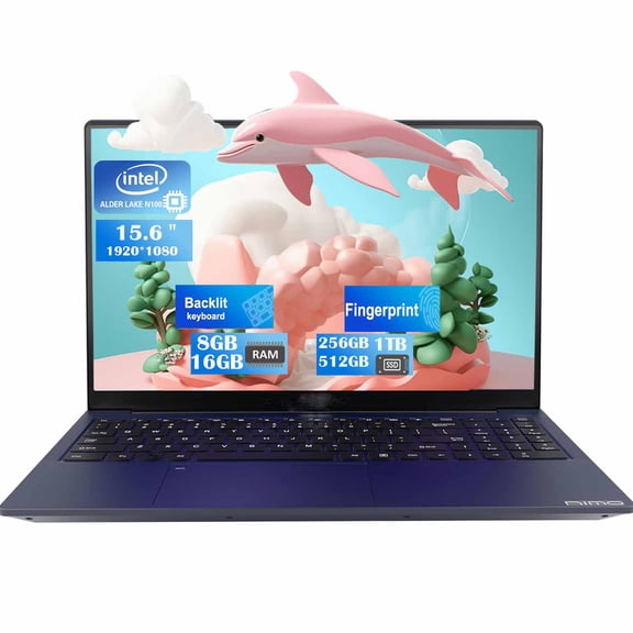 15.6 FHD Student Laptop Computer ,8GB RAM 512GB SSD, Backlit Keyboard, Fingerprint, Intel Pentium Quad-Core N100 (Beat to i3-1115G4, Up to 3.4GHz), 2 Years Warranty, Type C 65W Charger（Blue）