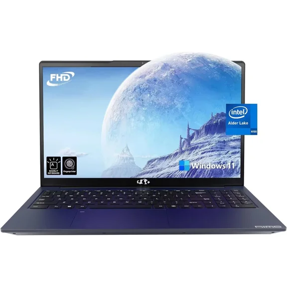 15.6 FHD Student Laptop Computer, Intel N100 Processor (Up to 3.4GHz), 8GB RAM, 512GB SSD, Backlit Keyboard, Fingerprint, 2 Years Warranty, WiFi 6, Win 11(Blue)