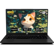 15.6" FHD Student Laptop, Intel N150 Processor (4-Core, up to 3.6GHz), 8GB RAM, 256GB SSD, Fingerprint, Backlit Keyboard, 2-Year Warranty-Black