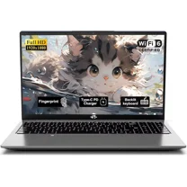 15.6" FHD Student Laptop, Intel N150 Processor (4-Core, up to 3.6GHz), 8GB RAM, 256GB SSD, Fingerprint, Backlit Keyboard, 2-Year Warranty-Gray