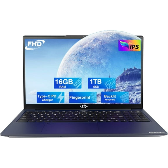 15.6-FHD-Laptop Student-Laptop, 16GB RAM 1TB SSD Intel Pentium Quad Core N100 (Beat to i3-1115G4 Up to 3.4GHz), Laptop-Computer with Backlit Keyboard Fingerprint Home-laptop, Windows 11 Laptop