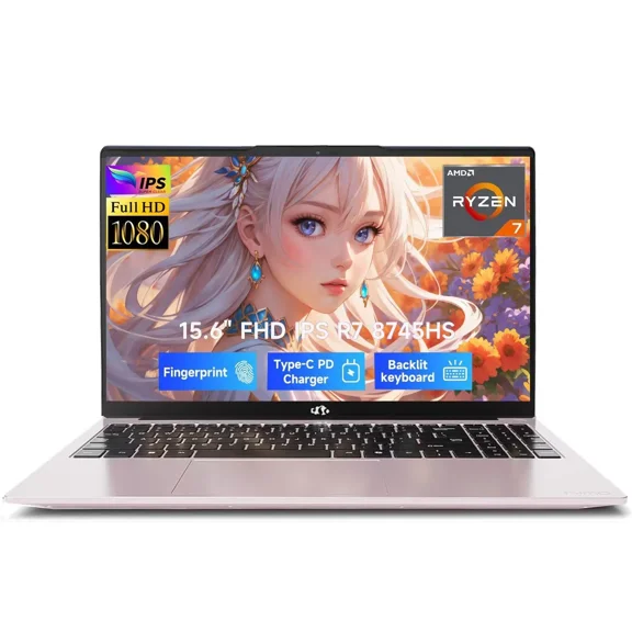 15.6" Gaming Laptop: 32GB DDR5 RAM, Radeon 780M Graphics, AMD Ryzen 7 8745HS (up to 4.9GHz). 2TB SSD, 100W USB-C, Backlit Keyboard, Fingerprint Reader