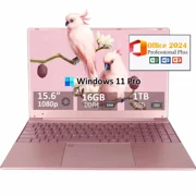 15.6" HD Laptop Computer Office 2024 Business Student Laptop Computer Windows 11 Pro 16GB RAM 1TB SSD Privacy camera Backlit Keyboard WiFi 5 BT 5.0 2.9 GHz Intel Celeron N5095