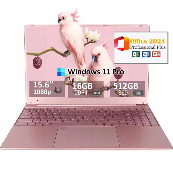 15.6" HD Laptop Computer Office 2024 Business Student Laptop Computer Windows 11 Pro 16GB RAM 512GB SSD Privacy camera Backlit Keyboard WiFi 5 BT 5.0 2.9 GHz Intel Celeron N5095