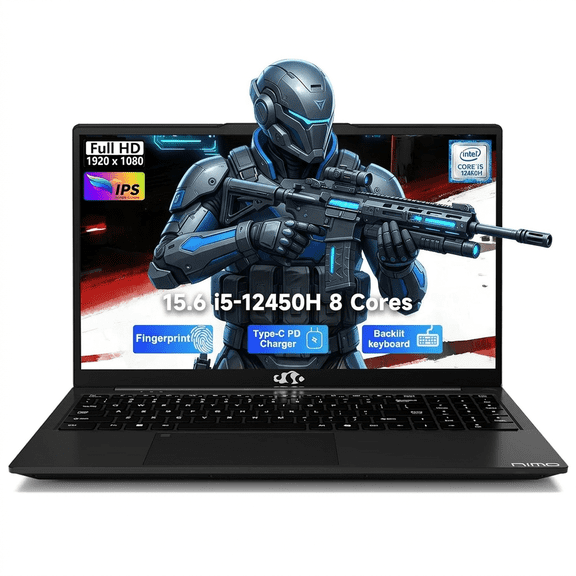 15.6" IPS FHD Business Laptop 32GB RAM 1TB SSD Intel i5-12450H 8 Cores (Beat i7-11800H, Up to 4.4 GHz) with 100W Type-C Fingerprint Backlit Keyboard WiFi-6 Numpad Black