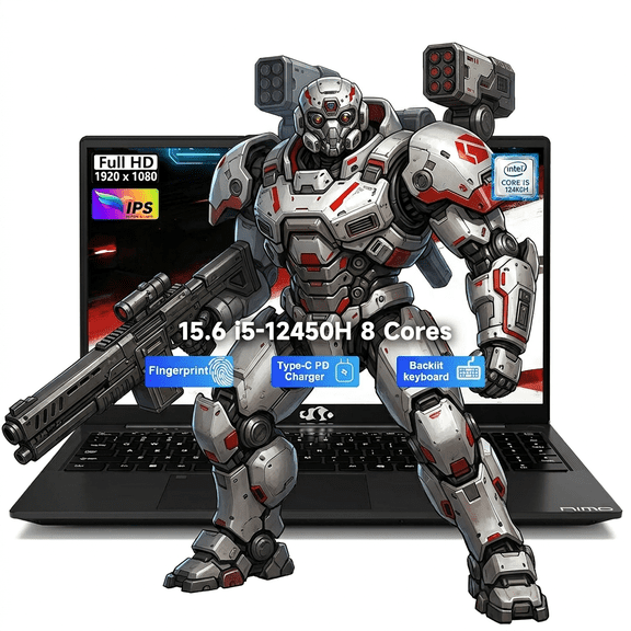 15.6" IPS FHD Business Laptop 32GB RAM 1TB SSD Intel i5-12450H 8 Cores (Beat i7-11800H, Up to 4.4 GHz) Computer with 100W Type-C Fingerprint Backlit Keyboard WiFi-6 Numpad Black