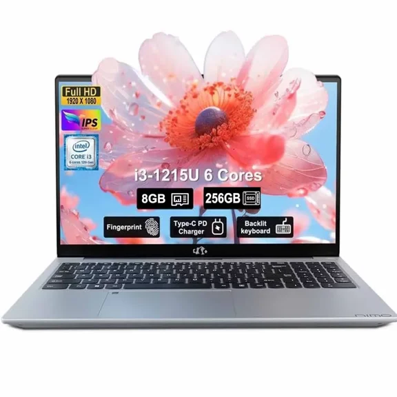 15.6" IPS FHD-Business-Laptop, Intel 6 Core i3-1215U 8GB RAM 256GB SSD (Beat i5-1135G7, Up to 4.4GHz) Computer with Backlit Keyboard Fingerprint 65W Type C Wi-Fi 6 Numpad Win 11
