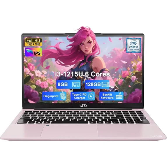 15.6" IPS FHD-Business-Laptop, Intel 6 Core i3-1215U 8GB RAM 256GB SSD (Beat i5-1135G7, Up to 4.4GHz) Computer with Backlit Keyboard Fingerprint 65W Type C Wi-Fi 6 Numpad Win 11