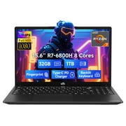 15.6" IPS FHD-Gaming-Laptop, 8 Cores AMD Ryzen 7 6800H 32GB DDR5 RAM 1TB SSD (Beat Intel i7-12700H Up to 4.7GHz) AMD Radeon 680M GPU-Computer with 100W Type-C Backlit Keyboard Fingerprint, Win 11 Pro