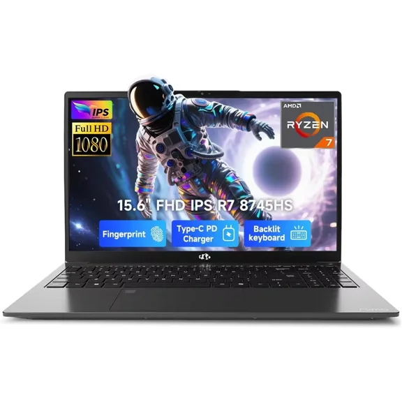 15.6" IPS FHD-Gaming-Laptop, AMD Ryzen 7 8745HS 16GB DDR5 RAM 1TB SSD (up to 4.9GHz) Radeon 780M Graphics Business Computer with 100W Type-C Backlit Keyboard, Fingerprint USB-C 4.0