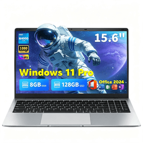Moxalc 15.6" FHD Thin Business Laptop, Intel Celeron, 8GB RAM, 128GB SSD, Silver