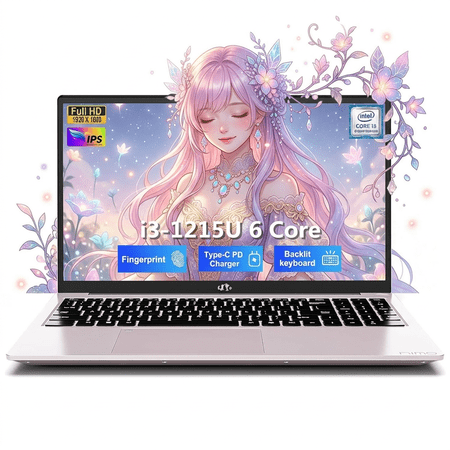 15.6" IPS FHD Laptop 16GB RAM 1TB SSD Intel 6-Core i3-1215U (Beats R5 7520U, Up to 4.4GHz) with Intel UHD Graphics-65W Type-C Backlit Keyboard Fingerprint Wi-Fi 6 RoseGold