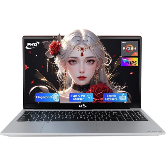 15.6-FHD-Laptop Student-Laptop, 16GB RAM 1TB SSD AMD Ryzen 5(Beat i5-1135G7, 4 Cores Up to 3.7GHz), Laptop-Computer with Backlit Keyboard Fingerprint Home-laptop, 65W Type-C T5.2, Numpad