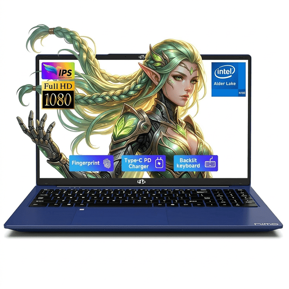 15.6" IPS FHD Laptop 16GB RAM 1TB SSD Intel Pentium Quad Core N100 (Beat i3-1115G4 Up to 3.4GHz) with Backlit Keyboard Fingerprint Computer Blue