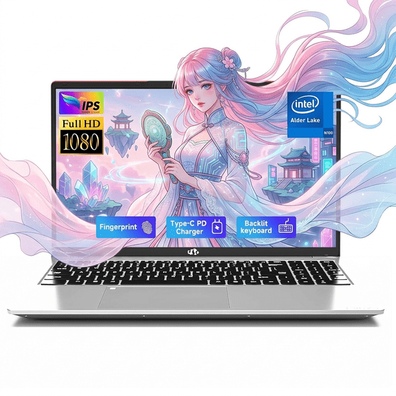 15.6" IPS FHD Laptop 16GB RAM 1TB SSD Intel Pentium Quad Core N100 (Beat to i3-1115G4 Up to 3.4GHz) Computer with Backlit Keyboard Fingerprint Red