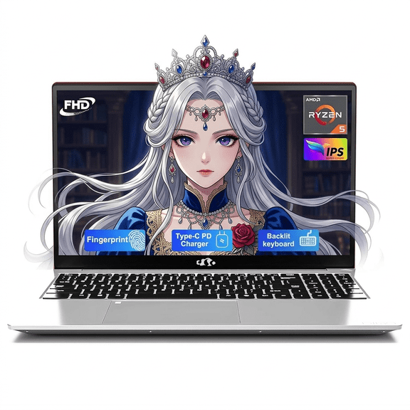 15.6" IPS FHD Laptop 16GB RAM 512GB SSD AMD Ryzen 5 (Beat i5-1135G7, 4 Cores Up to 3.7GHz) with 65W Type-C Fingerprint Backlit Keyboard BT5.2 2 Years Warranty Red